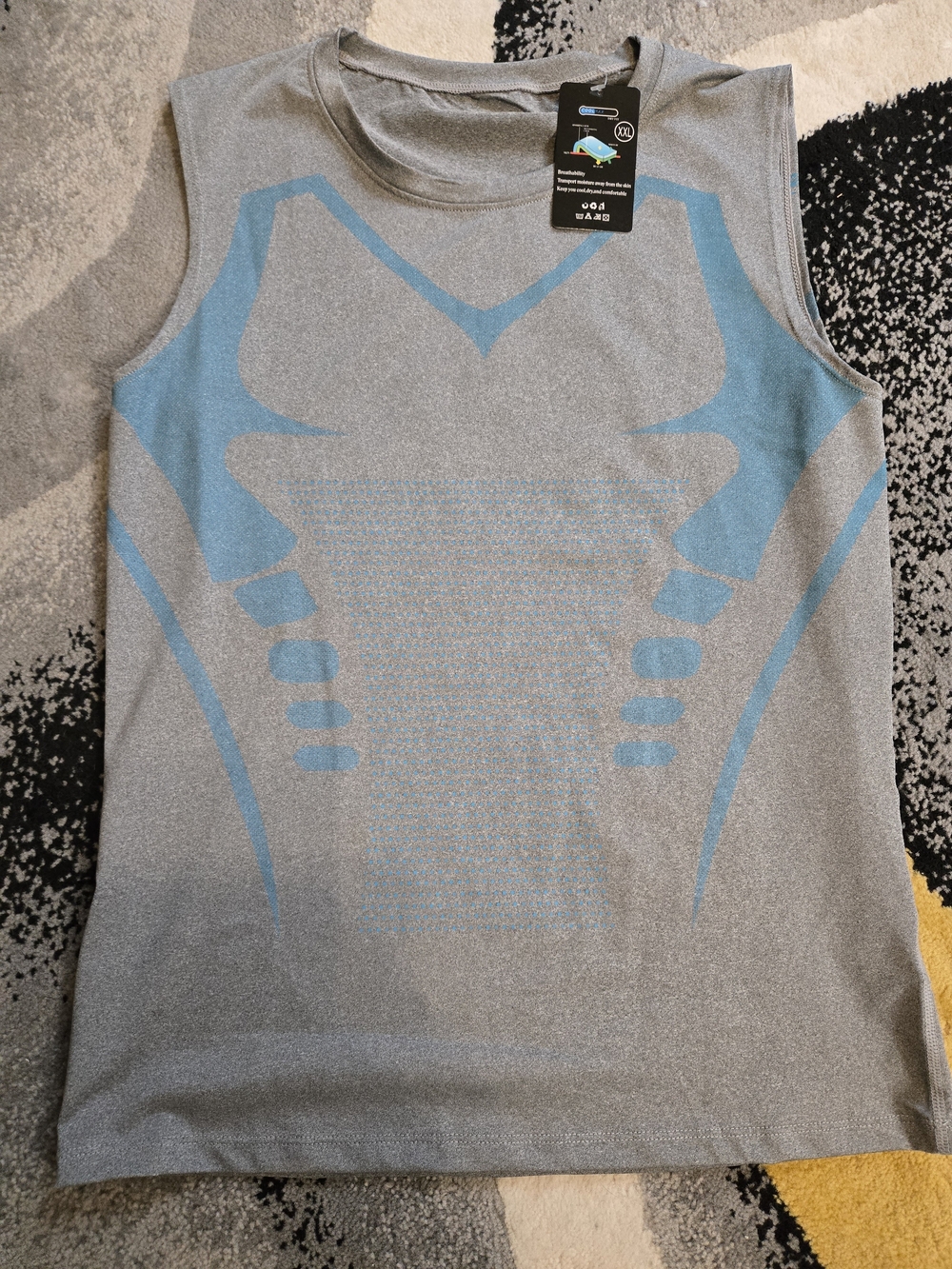 Men's Sleeveless Athletic Tank with Blue Graphic